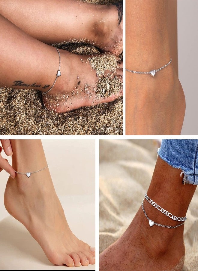 PROSILVER Womens Heart Anklet Dainty Silver Cute Anklets For Women Ankle Bracelets - Image 2